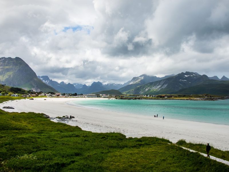 Amazing view of Ramberg beach, Lofoten Islands, Norway