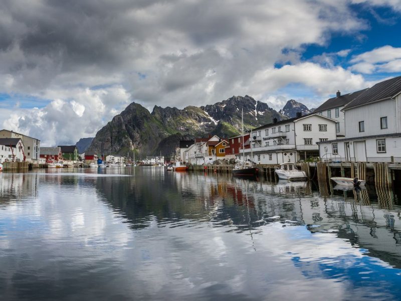 Harbour of Henningsvær on the Lofoten in Norway